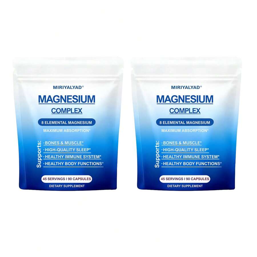 8-In-1 Magnesium Complex Supplement 90 Capsules, 1000mg With Magnesium Glycinate, Citrate, Malate, Taurate, Easy Absorption For Sleep, Muscle Relaxation, Nerve & Heart Health, Energy, Non-GMO, Vegan - 2 cái - Xem 1