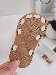 1 Pair Toddler Cute Bow Decor Hook And Loop Design Soft Sole Comfortable Multipurpose Beach Sandals, Summer, Suitable For 0-3 Years Old Babies - Beige - View 3
