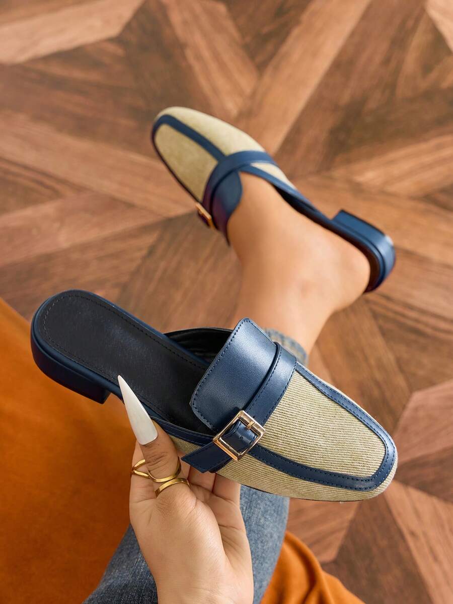 新款时尚露跟拖鞋，百搭柔软鞋底防滑女式凉鞋 - 卡其色 - 查看 1