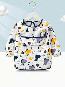 1pc Cartoon Cute Portable Bib, Baby Long Sleeve Bib, Soft Waterproof Full Body Bib With Pocket For Feeding, Playing, Painting, Stain Resistant - Multicolor - View 14