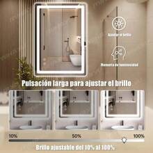 Espejo inteligente antivaho, espejo decorativo moderno, con luces LED, tamaño rectangular 2 en 1 (50x70 cm), control táctil de tres colores, espejo de tocador de baño de pared. - Negro - Ver 6