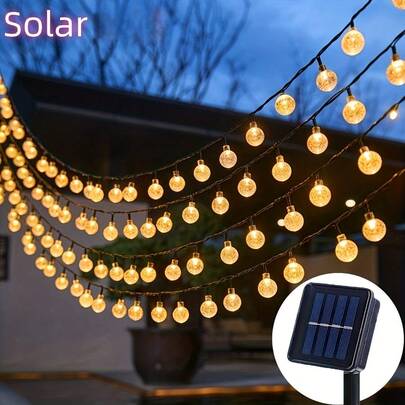 20/50/100 LED Solar Globe Lights, 8 Lighting Modes, Waterproof Hanging Ball Lamps For Garden, Lawn, Courtyard & Outdoor Decor