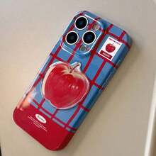 GUCADI 1pc Film Blue & Red Striped [Soft] + Red Triple Circle Stand Red & Blue Striped 16 17 Phone 15 Pro Retro Film Style Stand 14 Full Coverage 13 - 藍色 - 查看 12