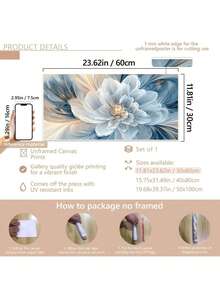 1/2幅/套 现代简约艺术画，柔和白色和浅蓝色渐变，花卉主题，防水，适用于客厅、卧室、厨房、家庭办公室、餐厅，可用作海报、墙饰、房间装饰，带框 - 彩色 - 查看 13