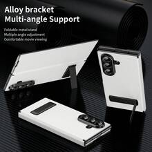 多角度磁吸翻盖折叠保护套，兼容三星 Galaxy Z Fold 7/6/5/4，高档奢华商务皮革全包覆式铰链超薄保护套 - 白色 - 查看 3