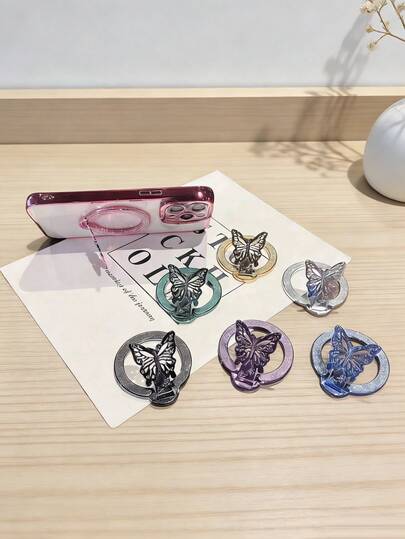 Nuevo soporte adhesivo para teléfono con forma de mariposa, adecuado para todos los modelos de teléfono, soporte hueco y cómodo, soporte de escritorio para teléfono, diseño de mariposa lindo, soporte adhesivo multifuncional para teléfono