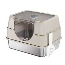 Litter Box With Lid, Stainless Steel Litter Box, Small Litter Pan For Kittens, Enclosed Cat Litter Pan, Non-Sticky Covered , Easy Clean - 50*35*35cm - View 13
