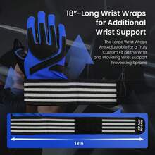 FINGER TEN Weight Lifting Gloves - Full Finger Protection, Anti-Slip Grip, Wrist Wraps Support - Adults, Unisex - Gym Gloves - Blue - View 3
