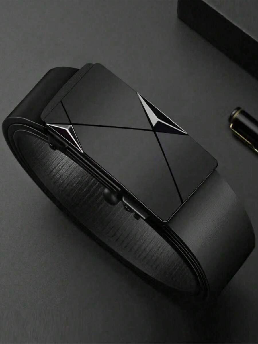 1 Pc Men's Formal Style Belt, Automatic Buckle Belt, Versatile, Suitable For Daily Life And Formal Occasions For Husbands, Men, And Family Members. - Black - View 1