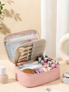 1 pièce Sac organisateur de maquillage multifonctionnel pour voyage, sac cosmétique multicouche grande capacité, pochette de rangement de maquillage portable, sac à main pratique - Trousse de maquillage - Voir 14