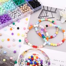 300 piezas Conjunto de cuentas de silicona de colores aleatorios, cuentas sueltas redondas de 9mm, adecuadas para hacer joyas DIY, llaveros, pulseras, collares, manualidades - Múltiples colores clásicos - Multicolor - Ver 4