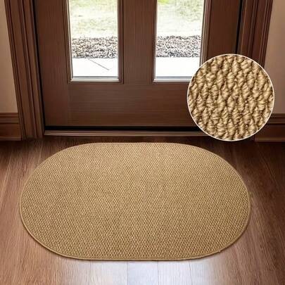 1pc Nordic Style Brown Faux Linen Pineapple Wreath Doormat | Oval Design, Warm Earth-Toned Brown Doormat Suitable For Indoor And Outdoor Entryways | Textured And Practical Luxury Home Decor Carpet, Suitable For Hallways And Bedrooms, Easy To Maintain Entrance Doormat