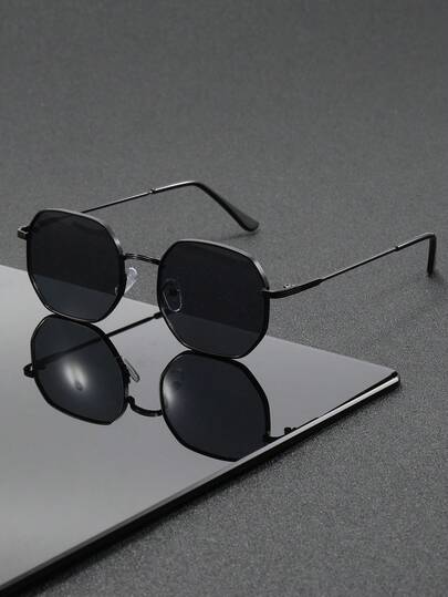 1pc Men Metal Geometric Frame Personality Vintage Fashion Glasses For Driving Outdoor Summer Street Snap Accessories