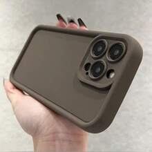 3pcs Gradient Sandpaper Frame Soft Phone Case, Full-Body Protective Cover, Minimalist Design, Cute Cartoon Style, Perfect Protection Compatible With Apple 17 Air 16 15 14 13 12 11 Pro Max Plus - Black+White+Coffee - View 3