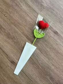 3支手工钩编心形人造花束 - 手工钩编心形花朵，绿色花茎，采用毛线制成，适合情人节、母亲节、毕业典礼、感恩节、生日礼物及其他特殊场合 - 家居装饰 - 多色 - 查看 6