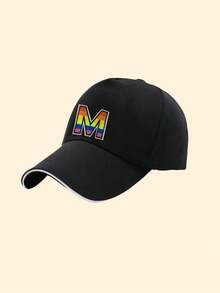 1顶儿童26字母个性化遮阳帽棒球帽男女童可调节后扣户外休闲遮阳帽8-16岁 - 黑色 - 查看 6