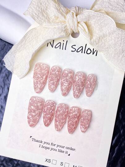 10 Pieces Of Handcrafted Press On Nails, Fake Nails, Short Nails, Acrylic Press On Nails, Summer Nails, Pink Nails, Cute And Full Of Girlish Charm, Suitable For Ladies And Girls To Use During Vacations And At Best Friend Gatherings, With Nail Art Tools Included.