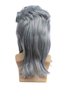 Sallcks Silver Grey Mullet Wigs For Men 80s Long Punk Rocker Wig Synthetic Halloween Costume Wigs For Men (Light Grey) - Silver - View 5