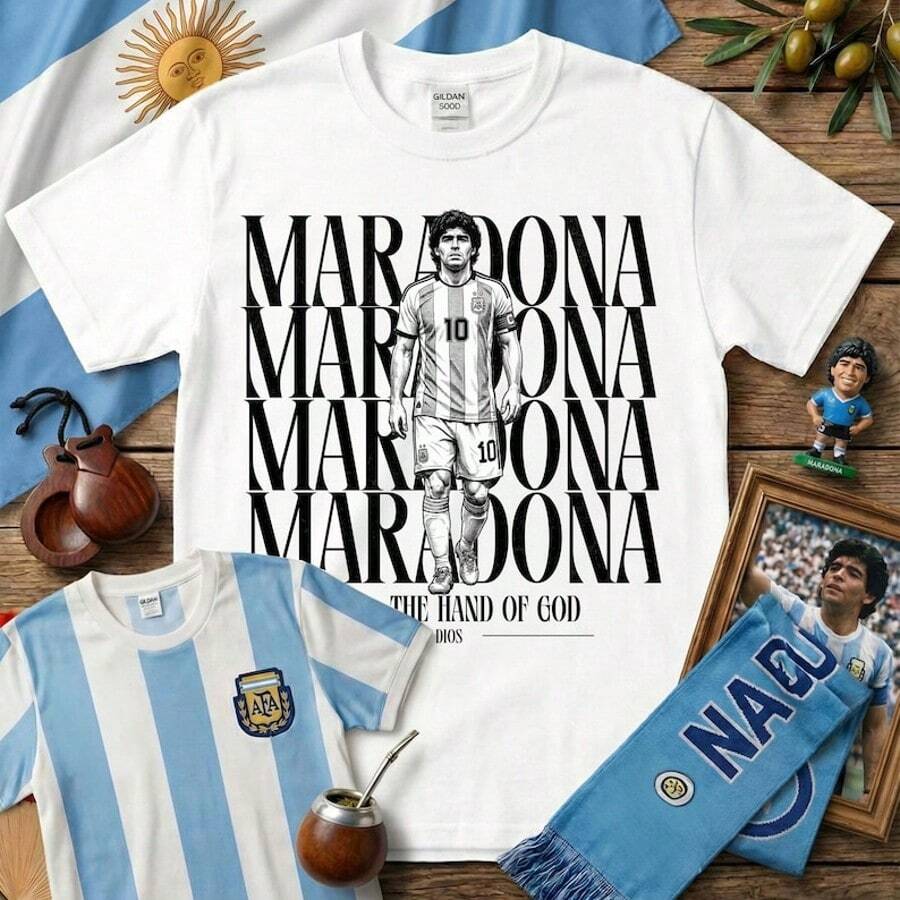 DiegoMaradona T-Shirt – Argentina '86 World Cup, Football Fan Tee - White - View 1
