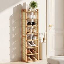 Senmeo 7/8-Tier Bamboo Vertical Shoe Rack, Breathable Mesh Shoe Organizer With Top Handle, Easy To Move, Ideal For Apartment, Entryway & Doorway - Tầng 7 - Xem 3