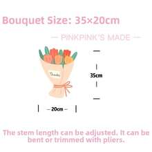 手工多色扭茎编织郁金香花束，创意铁丝绒人造花生日礼物 - 彩色 - 查看 5