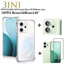 Protector de pantalla de vidrio templado resistente a los golpes 3 en 1 NUEVO para Reno 14 5G/Reno 14F/Reno14Pro Estuche transparente y resistente al impacto + Protector de pantalla de vidrio templado de dureza 9H para Reno 14 5G/Reno 14F Anti arañazos y resistente a grietas sin burbujas para juegos + Juego de 3 paquetes de película para lente Juego de instalación fácil Regalo de cumpleaños de primavera - transparente - Ver 7