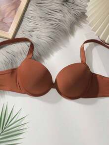 2pcs/Set Women's Underwear (With Underwire) - Brown - View 7