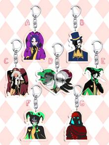 1pc/7pcs Acrylic Bizarre Circus Clown Keychain, Cute Anime Character Pendant, Anime The Freak Circus Keychain,Mobile Phone Charm & Phone Chain, Bag Accessory, Creative Fans Gift, Protective Film On Both Sides - Multicolor - View 1
