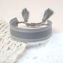 1 buah Gelang Kreatif Minimalis Vintage Anyaman Bohemian Buatan Tangan, Unisex - Grey - View 2