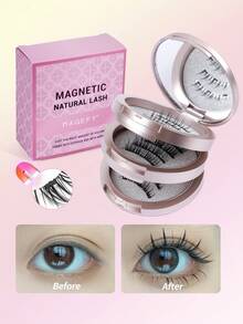 MAGEFY 13pcs/Set CC Natural False Eyelashes, 3pcs Magnetic Eyelashes With Magnetic Clips/10pcs Girl Group Style Fake Lashes, Mixed Styles, No Glue Needed, Reusable Natural Looking Lashes, Faux Mink Material, Breathable, Black U-Shaped Lashes, Korean Girl Group Style, Short Natural Lashes, Thin & Long 11mm Lashes, Transparent Base, Lively Energy Lashes, Gift For Women - màu đen - Xem 8