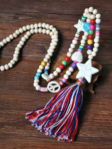 Women's Wooden Bead Long Necklace, Suitable For Daily Wear - Multicolor - View 13