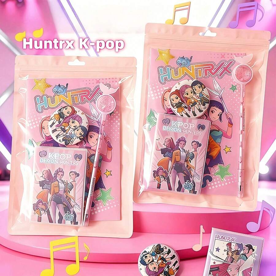 Hasbro Bộ văn phòng phẩm "Cô gái săn phù thủy", gồm sổ tay, bút bi và huy hiệu, một món quà nhỏ độc đáo. - Bộ văn phòng phẩm màu hồng - Xem 1