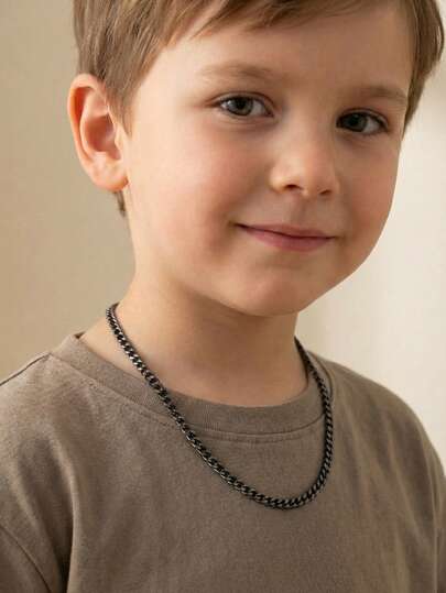 1pc Fashionable Simple Exquisite Black Stainless Steel Chain Necklace Hip-Hop Accessories Street Jewelry Party Decoration Accessories