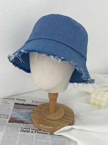 1顶男女通用水洗牛仔布渔夫帽，可折叠帽檐做旧防晒帽，旅行户外夏季帽 - 多色 - 查看 13