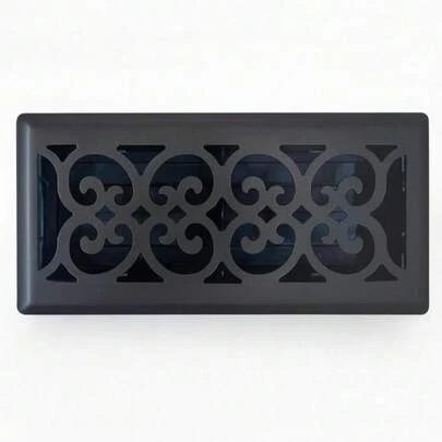 Sierra Grates 4" X 12" Victorian Floor Register In Textured Black - Vent Covers For Home Floor- Decorative Air Vent Covers- Floor Register 4u201d X 12u201d (Duct Opening)