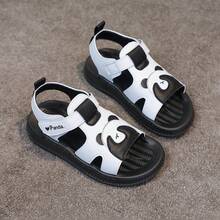 1双黑白平底凉鞋，时尚百搭舒适露趾婴幼儿沙滩鞋 - 白色 - 查看 6