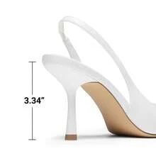 Women's Slingback Kitten Heels Pointed Toe Stiletto D'Orsay Pumps – Closed Back Dress Shoes For Wedding, Work, And Comfort - 白色 - 查看 7