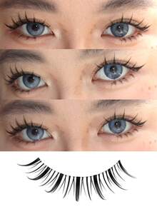 MAANGE 5 Pairs Natural Short False Eyelashes For Sensitive Skin, Delicate & Soft 11mm Small Lashes, Transparent Root Lively Energy Eyelashes - Black - View 5