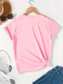 Women's Funny Later Gator T-Shirt - Sarcastic "Later" Crocodile Graphic Tee In White & Pink - Lightweight Everyday Shirt For Women - Machine Washable Casual Top, Allseason Apparel, Playful Graphic Shirt, Comfortable Fit ShirtBreathable All-Season Round Neck Printed T-Shirt - 粉色 - 查看 2