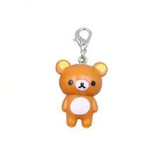 Cute Lazy Bear Keychain - Durable Plastic Bear With Zinc Alloy Chain And Key Ring, Adorable Brown And White Bear Pendant Suitable For Keys, Phones, Bags - Perfect Valentine's Day And Anniversary Couple Gift - A - 查看 6