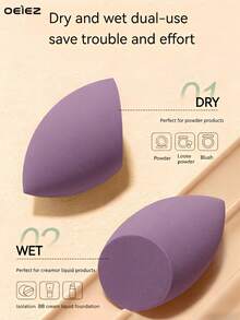 OEIEZ 化妆海绵套装，不含乳胶，高清4件套，适用于粉状、膏状和液状化妆品，超级柔软，美妆必备。 - 紫色 - 查看 4