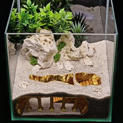 3D打印水族箱洞穴装饰，罗马柱宫殿地牢风格，适合小型鱼虾躲藏，斗鱼缸庇护所