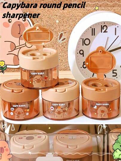 1支/3支/8支装，颜色随机，适用于标准铅笔，趣味创意水豚造型削笔器，奢华时尚文具，创意翻盖设计，独特造型，趣味学习用品和教师奖励礼品，酷炫柔软的教师文具，方便学生使用的小型削笔器，桌面装饰便携式削笔器，适合毕业季、返校季（不含包装盒）和生日装饰。