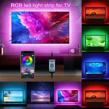 Tira de luz inteligente LED, lámpara de luz de fondo RGB para TV, regulable, cambio de 7 colores, LEDs de alta luminosidad, control inalámbrico por aplicación, adecuado para fondo de TV, computadora, cine en casa, configuración de juegos - luz colorida - Ver 1