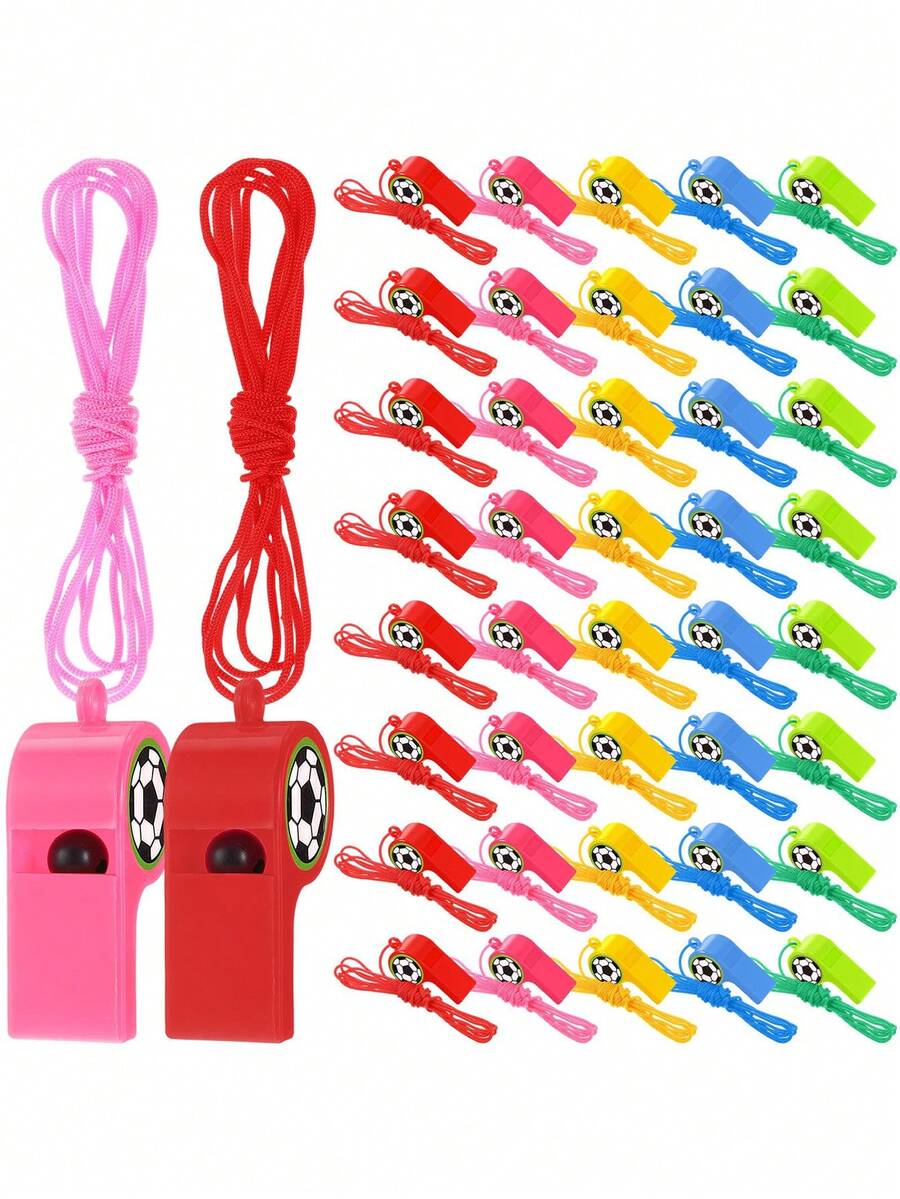 24pcs Random Color Football Whistle, Cheering Props & Referee Whistle, Football Pattern Party Whistle, Football Party Themed, Sports Party Set Soccer Sports Events Whistle, For Parties Or Football Games, Sports Party, Birthday Party, As Gift, Party Favors, Gift, Party Supplies