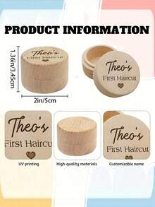 Personalized Wooden First Haircut Keepsake Box - A Perfect Gift With Name And Date, For Birthdays Or Baptisms - Multicolor - View 2