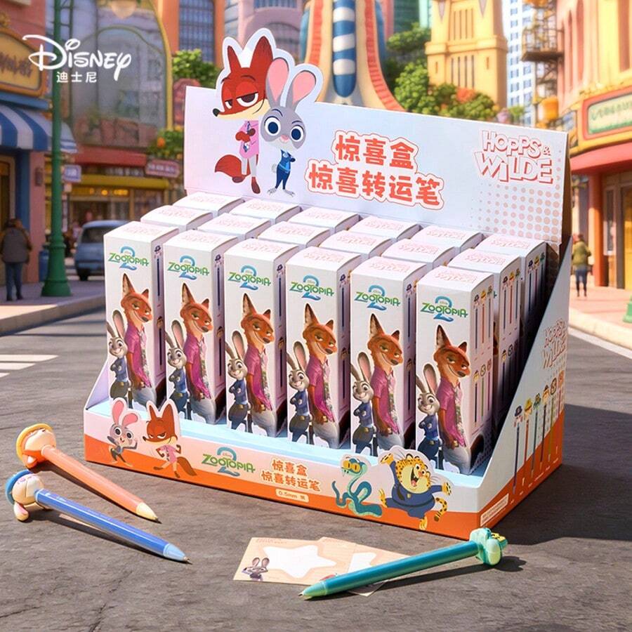 Disney 迪士尼疯狂动物城卡通减压中性笔，带金属笔夹，软握趣味盲盒按压式圆珠笔，高价值考试奖品/生日礼物【随机款式】 - A73257 - 查看 1