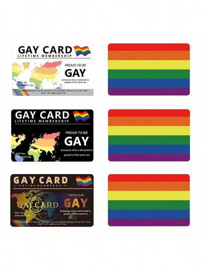 1张LGBTQ+骄傲终身会员卡，正面世界地图设计，背面彩虹条纹，光滑无粘性表面，做工精致，适合日常携带、骄傲活动、馈赠亲友及节日配饰。