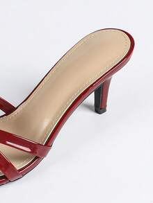 Women's High Heel Sandals, Summer Fashion New Retro Luxury Sexy Multi-Strap Rhinestone Buckle Party Wear Pointed Toe Slip-On Mules - Burgundy - View 8