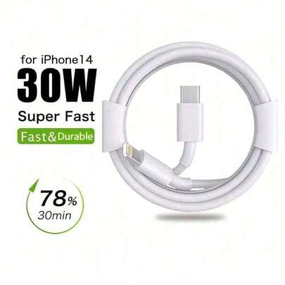 1 pieza Cable de carga rápida de 30W y 3.3ft/100cm de alta eficiencia para transferencia de datos compatible con iPhone 14 Pro Max/14 Pro/14 Plus/14/13/12/11/XS/XR/8/7/6, compatible con iPhone 14 Pro Max, 14 Pro, 14 Plus, 13 Pro Max, 13 Pro, 13, 12 Pro, 12, 11, XS, XR, 8 Plus, 8, 7, 6, 5, SE, cable de carga rápida Lightning, no certificado por MFi